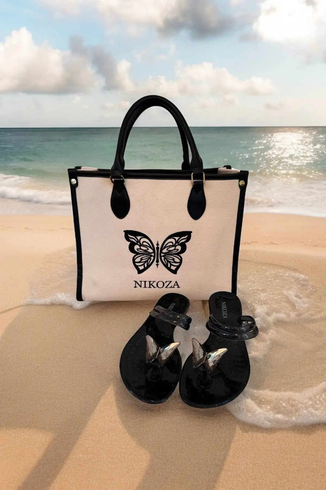 NINA black gel beach sandals - shoes