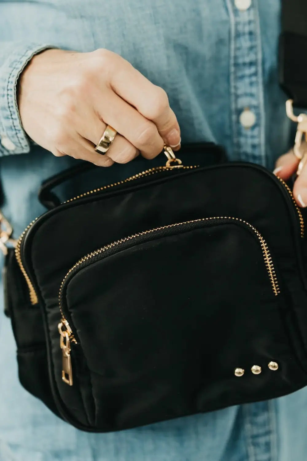 Nisha Nylon Crossbody Bag - Black - Crossbody Bag