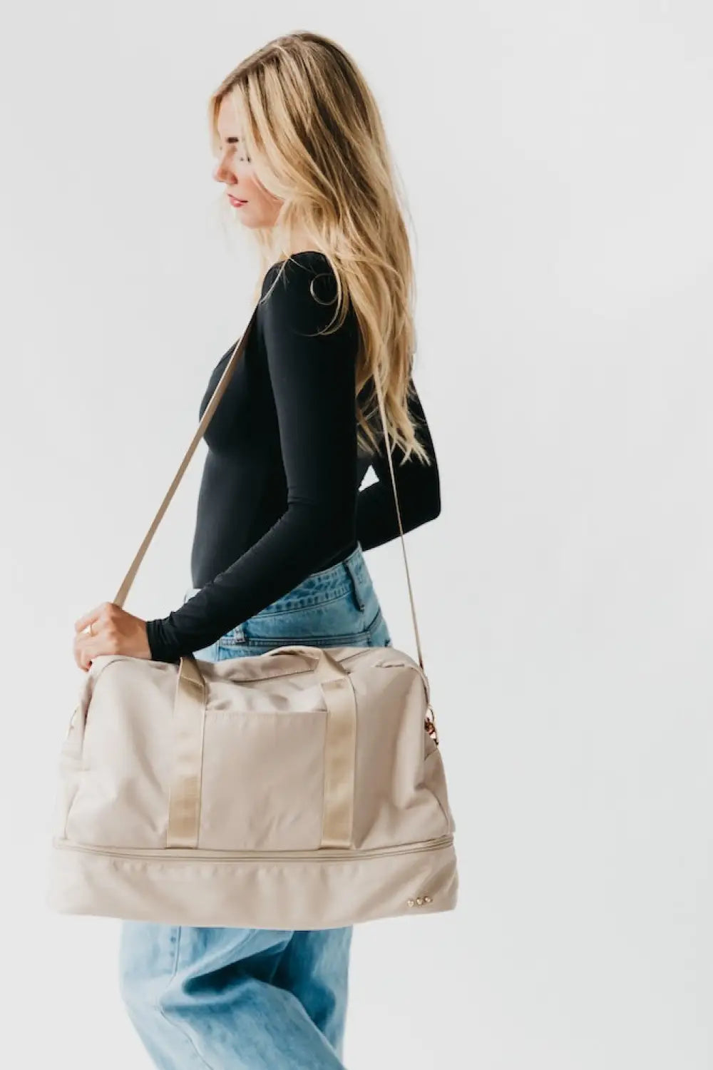Nissa Nylon Weekender Bag - Cream - Tote Bag