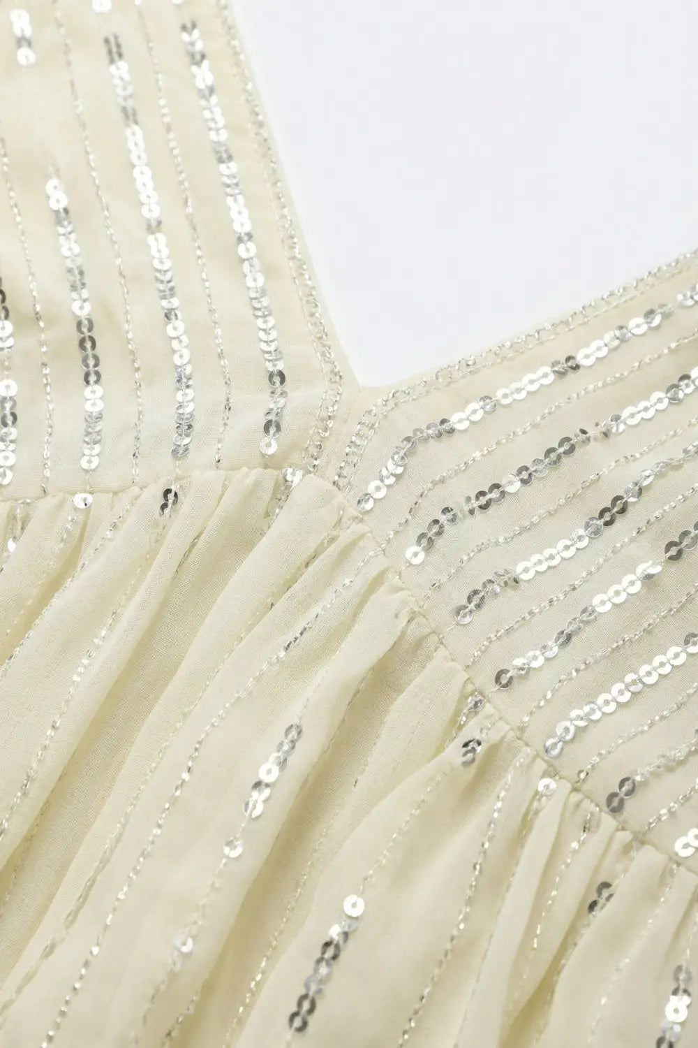 off-white Sequin Embellished V-Neck Camisole - Tops