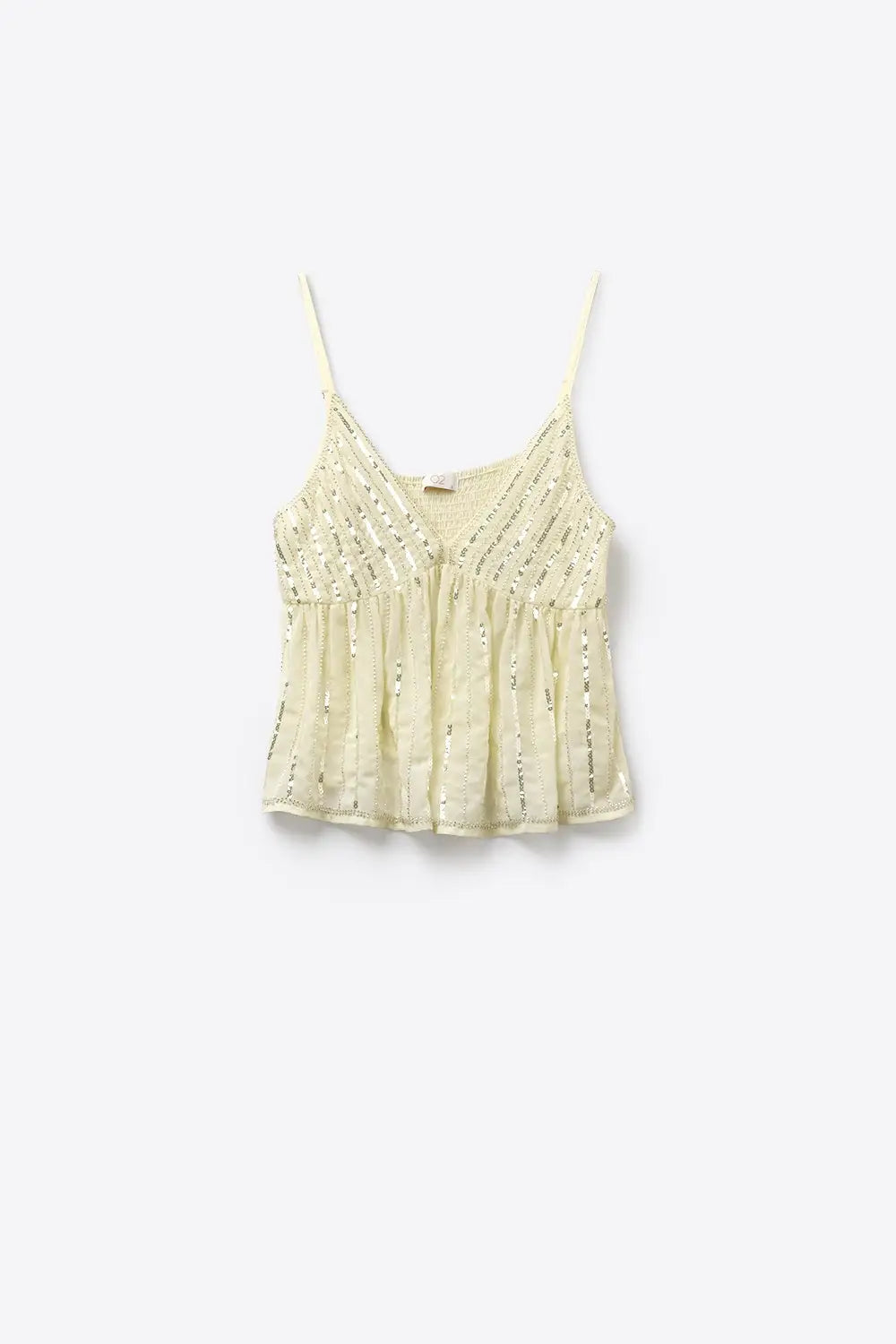 off-white Sequin Embellished V-Neck Camisole - Tops