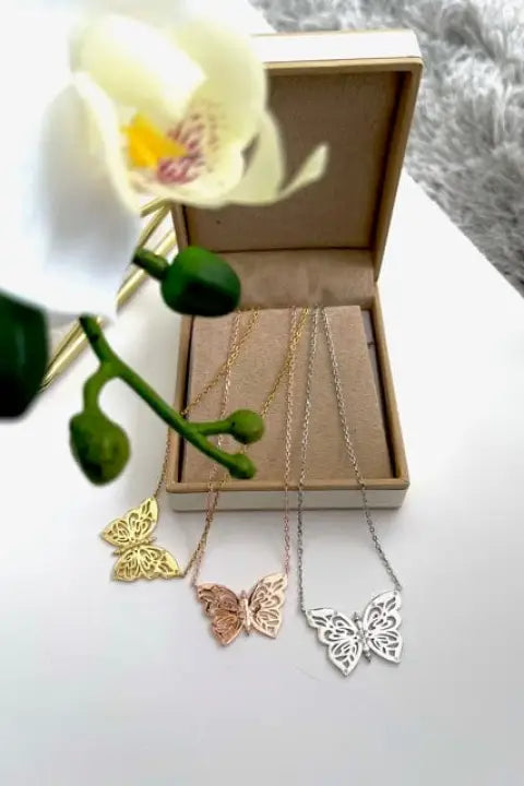 .925 Silver Papillon Butterfly Women’s Necklace Jewelry - Necklace