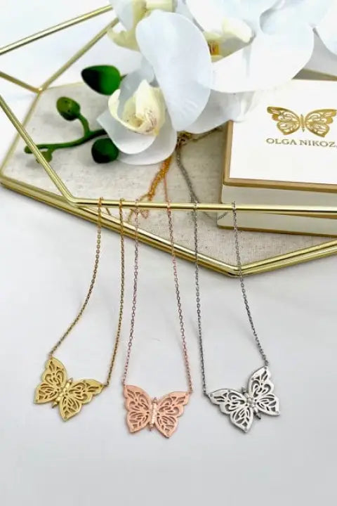 .925 Silver Papillon Butterfly Women’s Necklace Jewelry - Necklace