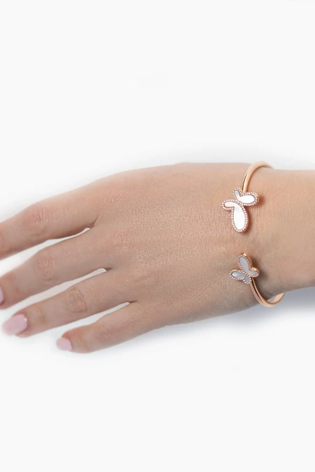 .925 Silver w/ Dual Mother Of Pearl Butterfly Bangle Bracelet Women’s Jewelry (Copy) - Bracelets