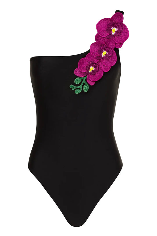 Vanda - White One Shoulder Style Swimsuit - Black / XS - Swimwear