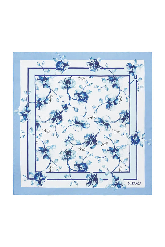 Blue Orchid Pareo -100% Silk - Blue / one - cover up
