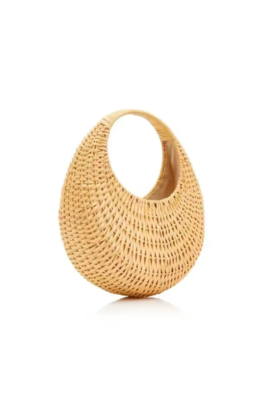 Coastal Circle Natural Straw Beach Bag - Natural Straw - Bag