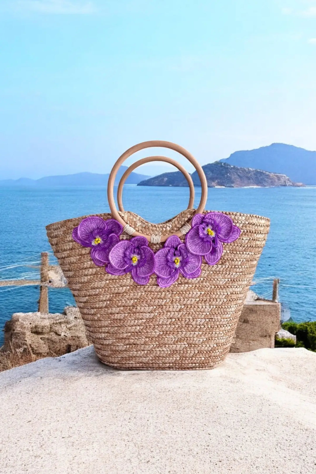 Goddess in Lilac Straw Beach Bag