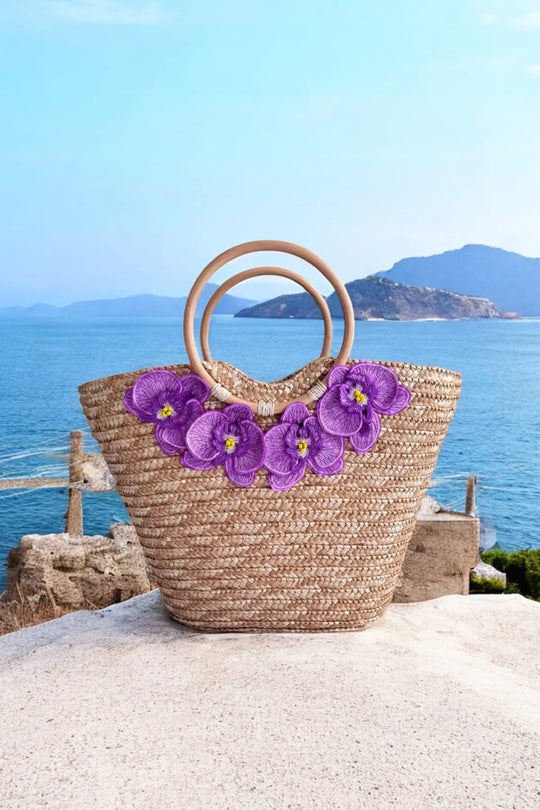 Goddess in Lilac Straw Beach Bag