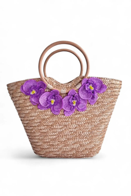 Goddess in Lilac Straw Beach Bag