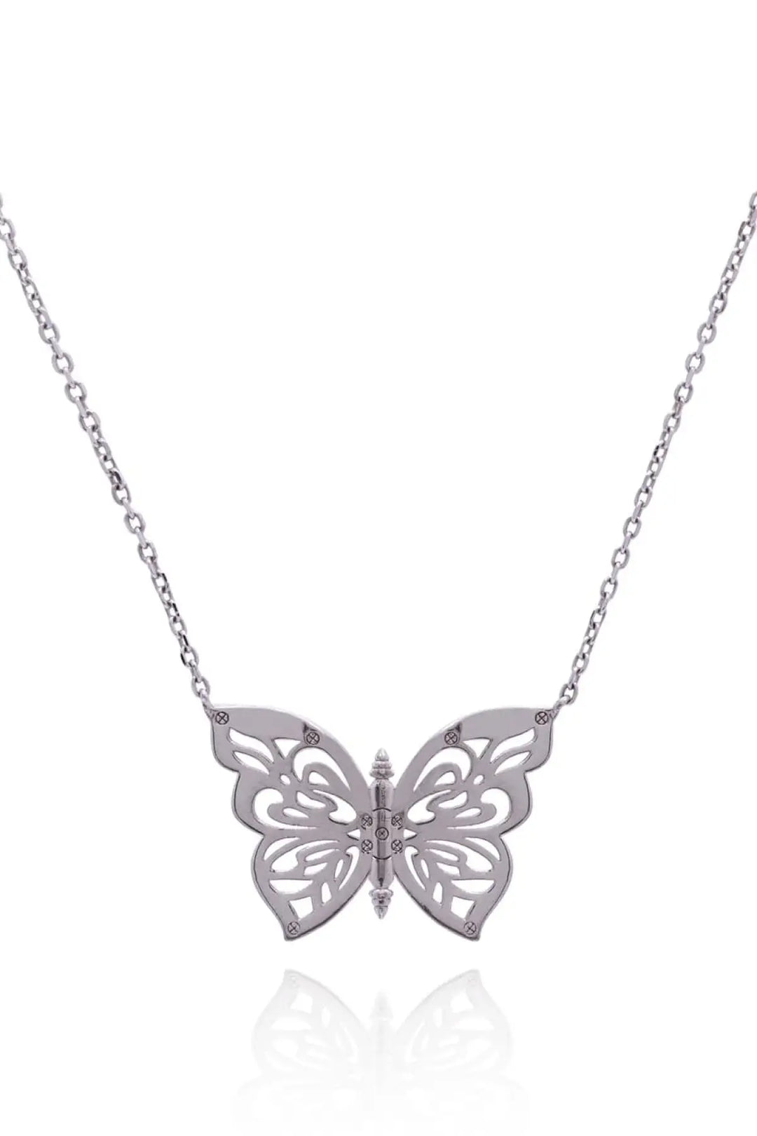 .925 Silver Papillon Butterfly Women’s Necklace Jewelry - Silver - Necklace
