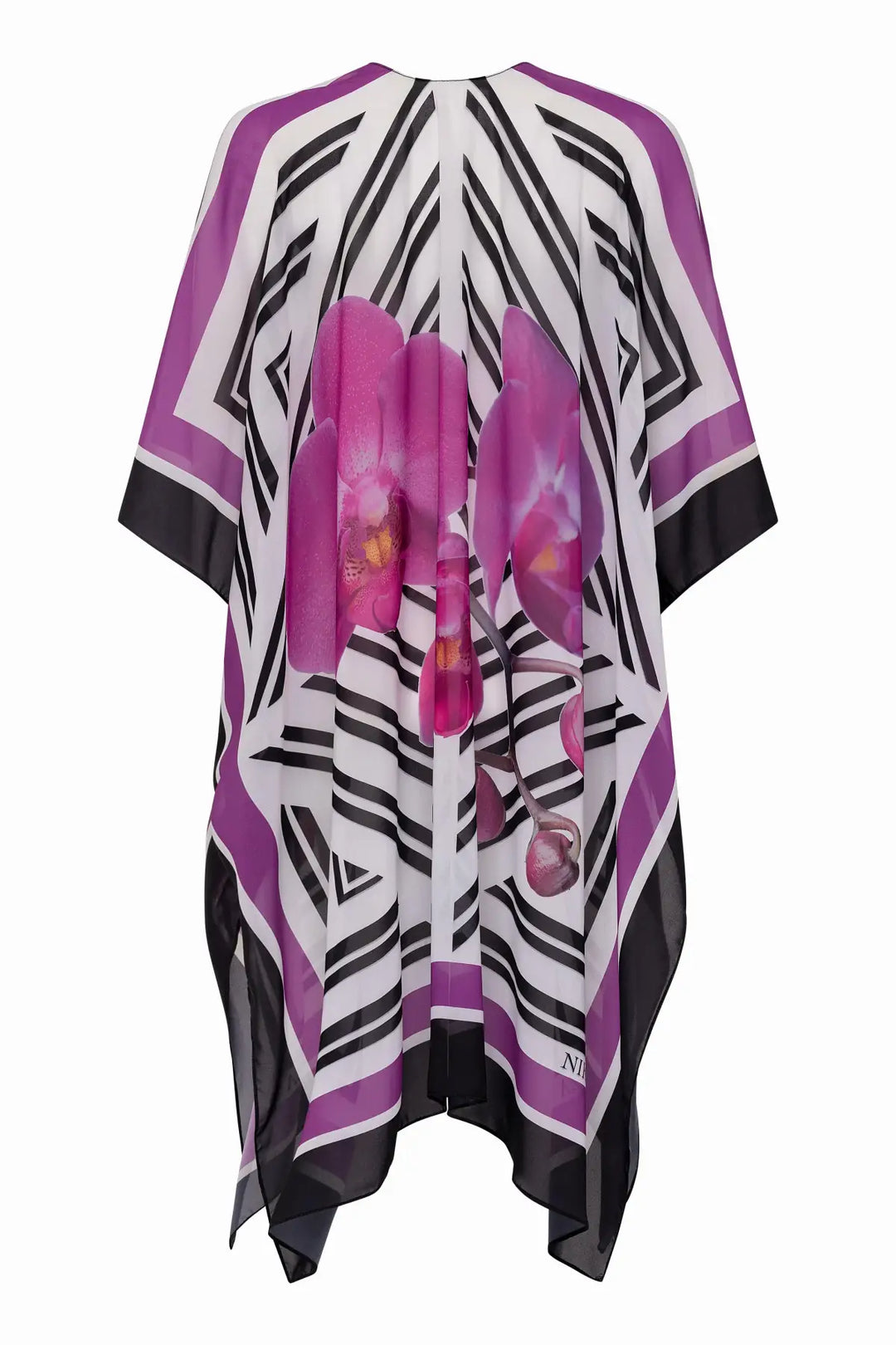 Phalaenopsis Tunic-100% Silk - White/Multi / One Size - cover up