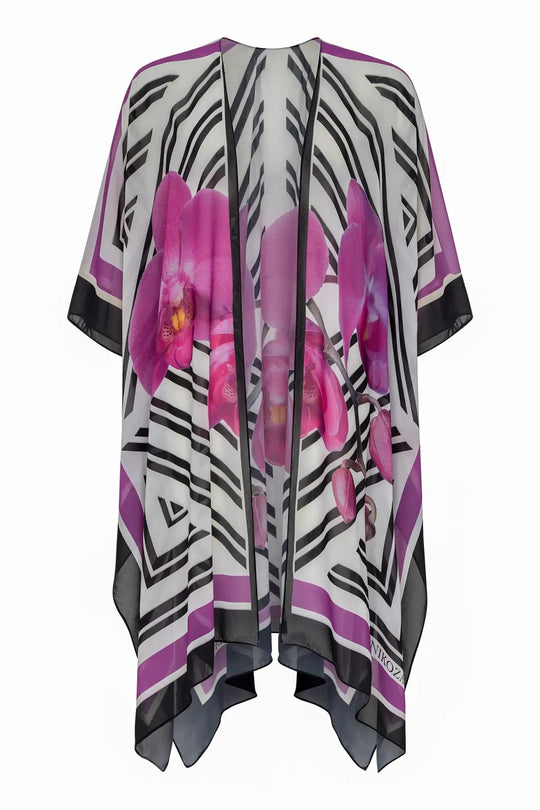 Phalaenopsis Tunic-100% Silk - White/Multi / One Size - cover up