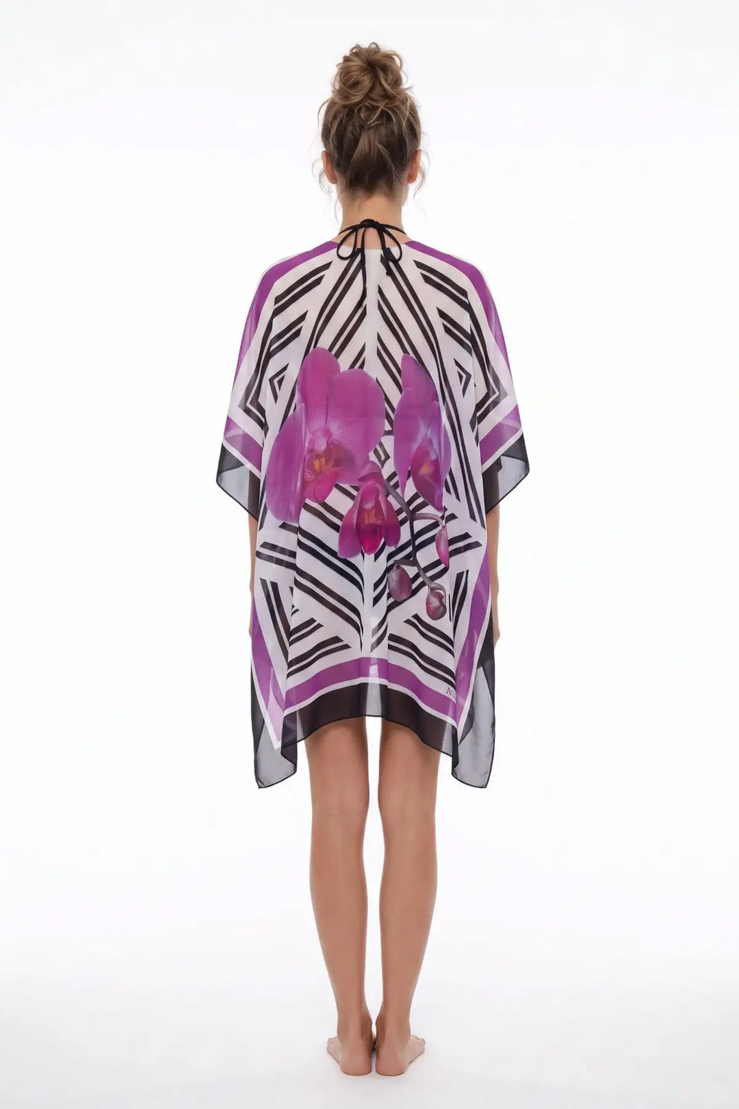 Phalaenopsis Tunic-100% Silk - White/Multi / One Size - cover up