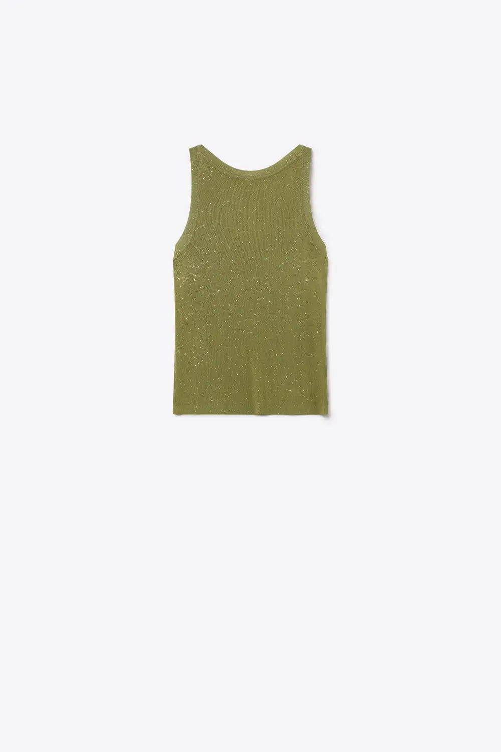 Q2 Olive fine Knit Glitter Sleeveless Top