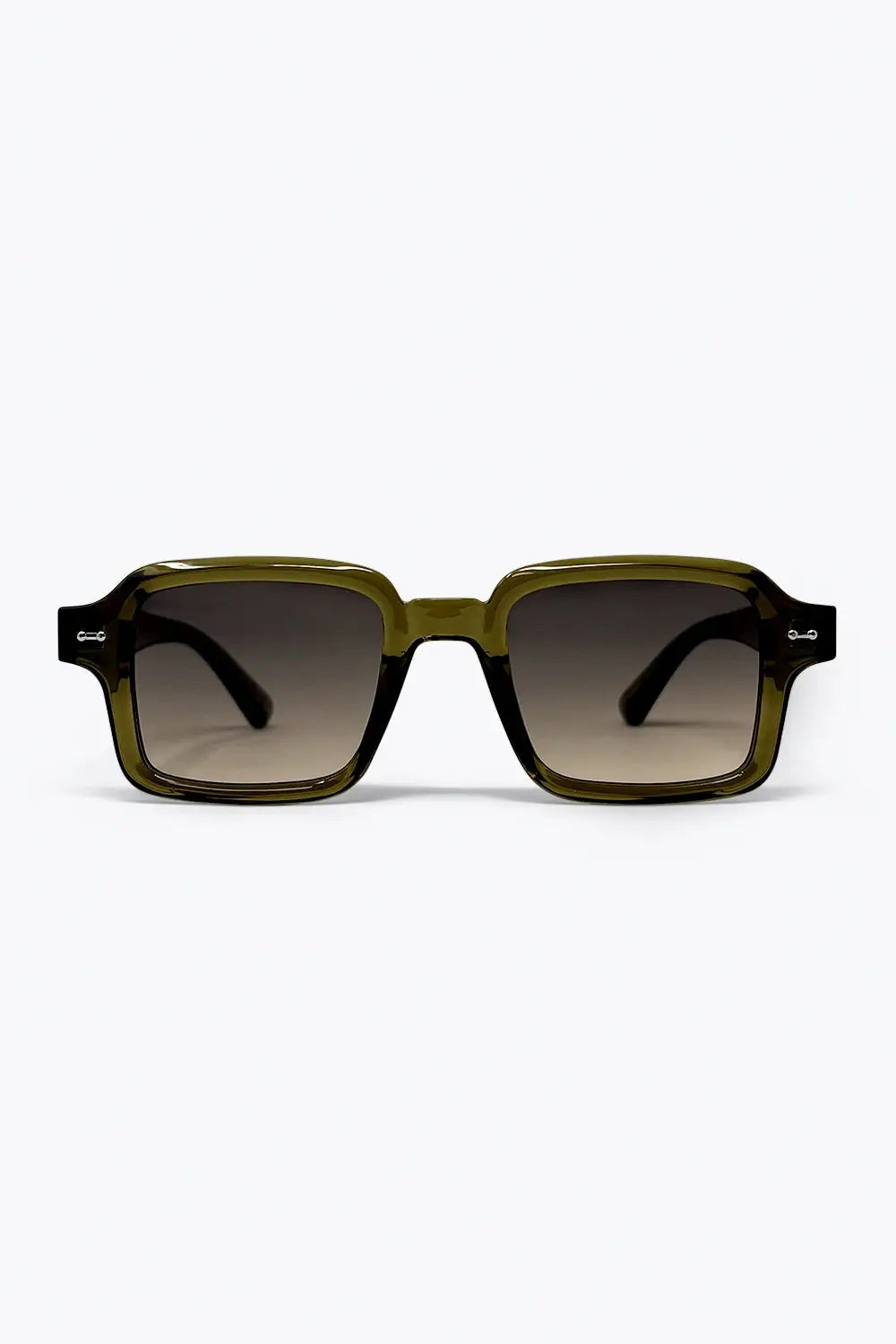 Q2 Olive Gradient Square Frame Urban Sunglasses