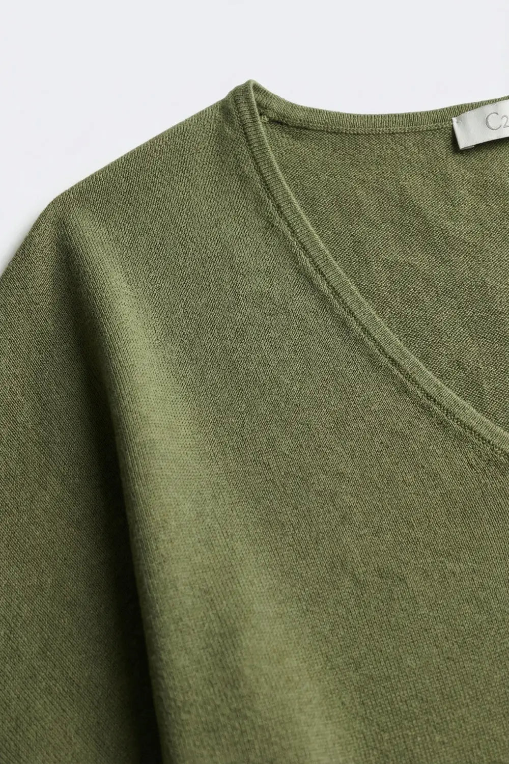 Olive Green V-Neck Relaxed Knit sweater - One Size / Green