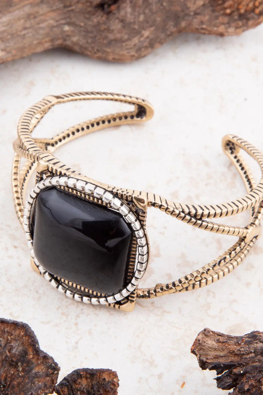 Onyx Mixed Metal Golden Cuff Bracelet - Bracelets