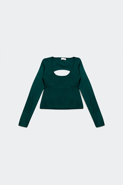 Open back jumper in green