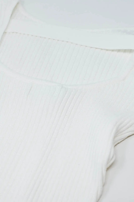 open back white ribbed sweater - Sweaters