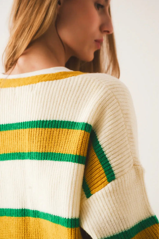 Open front cardi in yellow stripe - One Size / Yellow - Sweaters