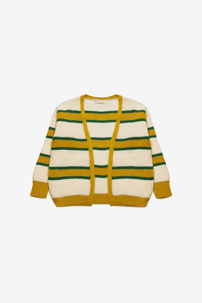 Open front cardi in yellow stripe