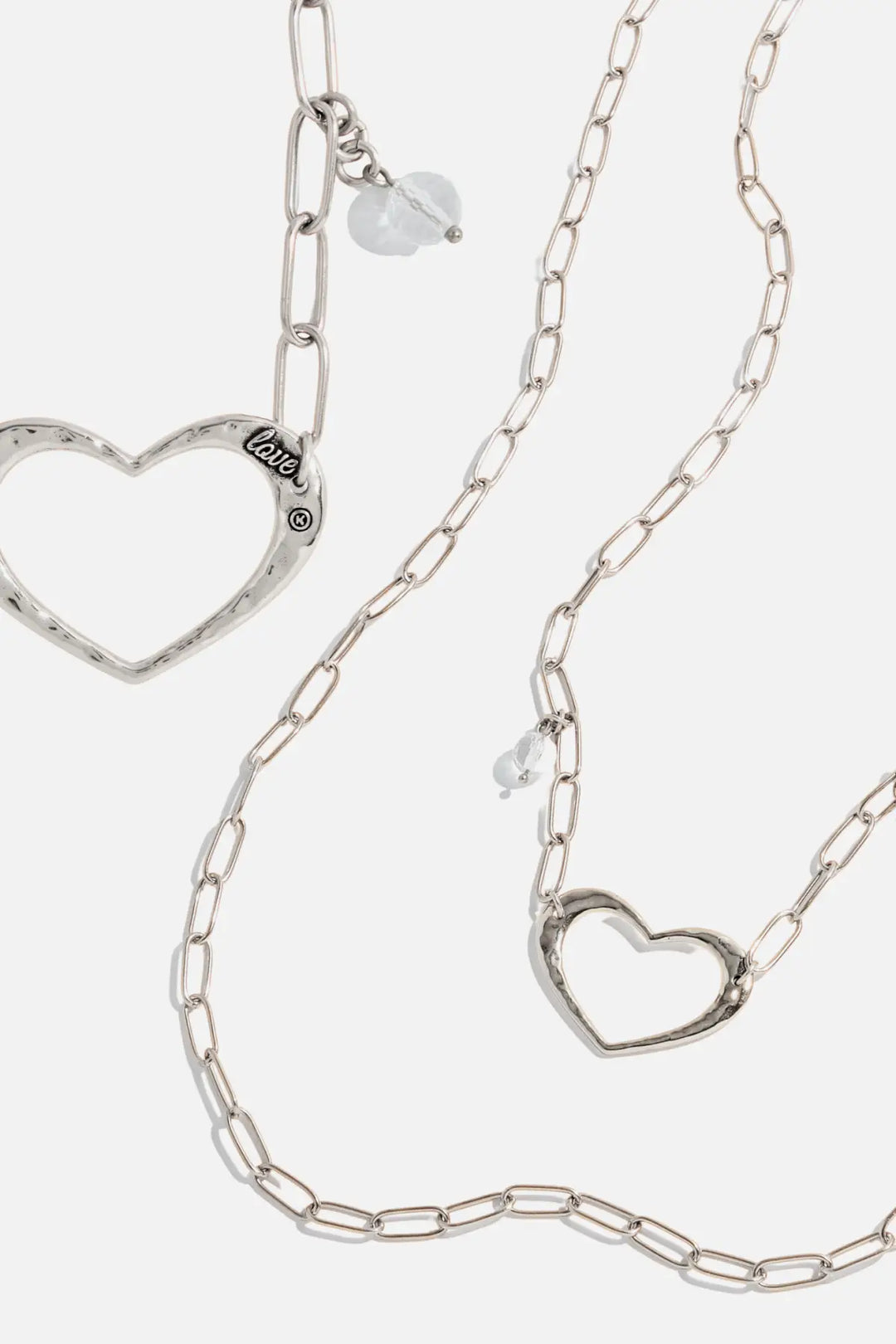 Love Open Heart Long Chain Necklace - Silver - Long chain