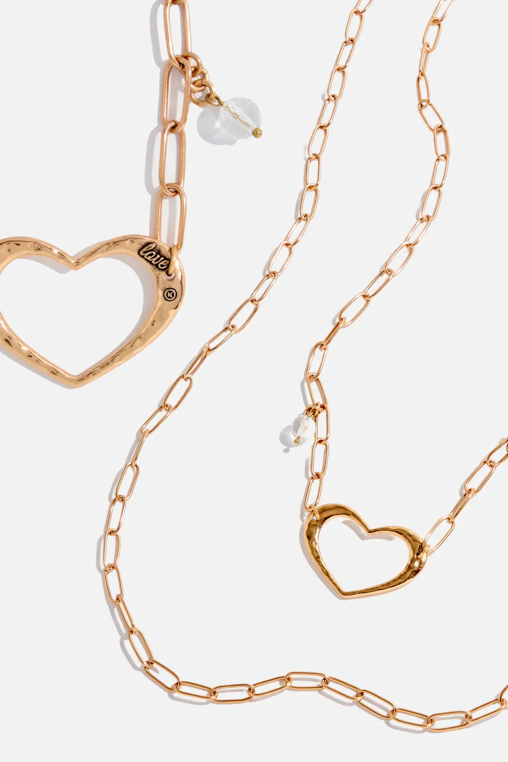 Love Open Heart Long Chain Necklace - Antique Gold - Long chain
