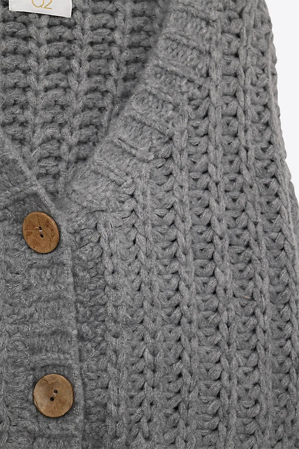 Open Knit Chunky Cardigan In grey with buttons - One Size / Grey - Coats and Jackets