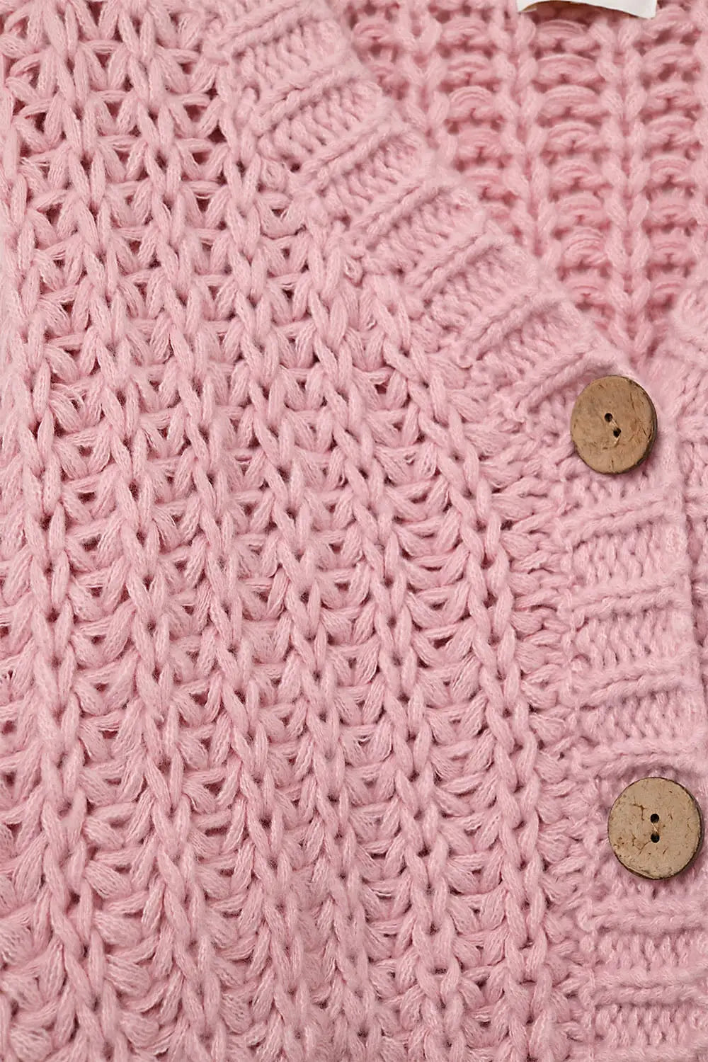 Open Knitted Chunky Cardigan in pink with relaxed sleeves - One Size / Pink - Coats and Jackets
