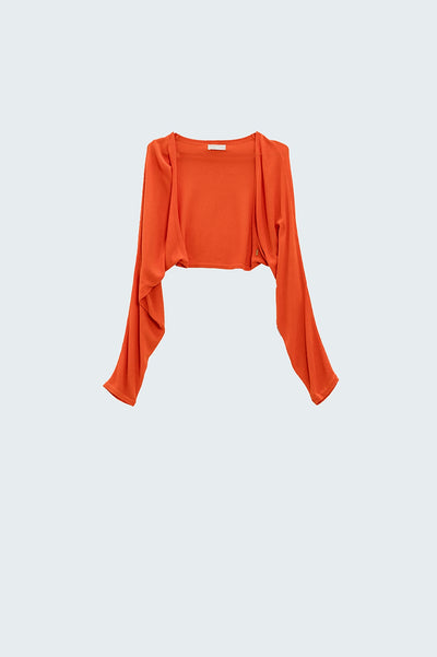 orange fine knit bolero cardigan