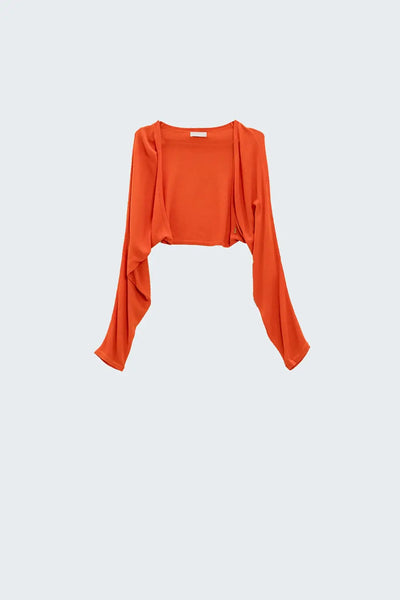 orange fine knit bolero cardigan - Sweaters