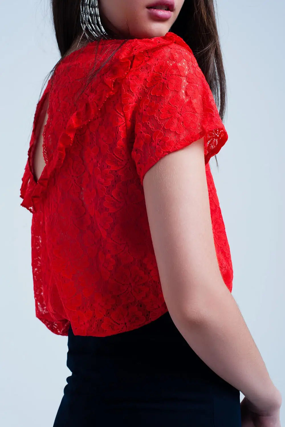 Orange flower lace top - Shirts