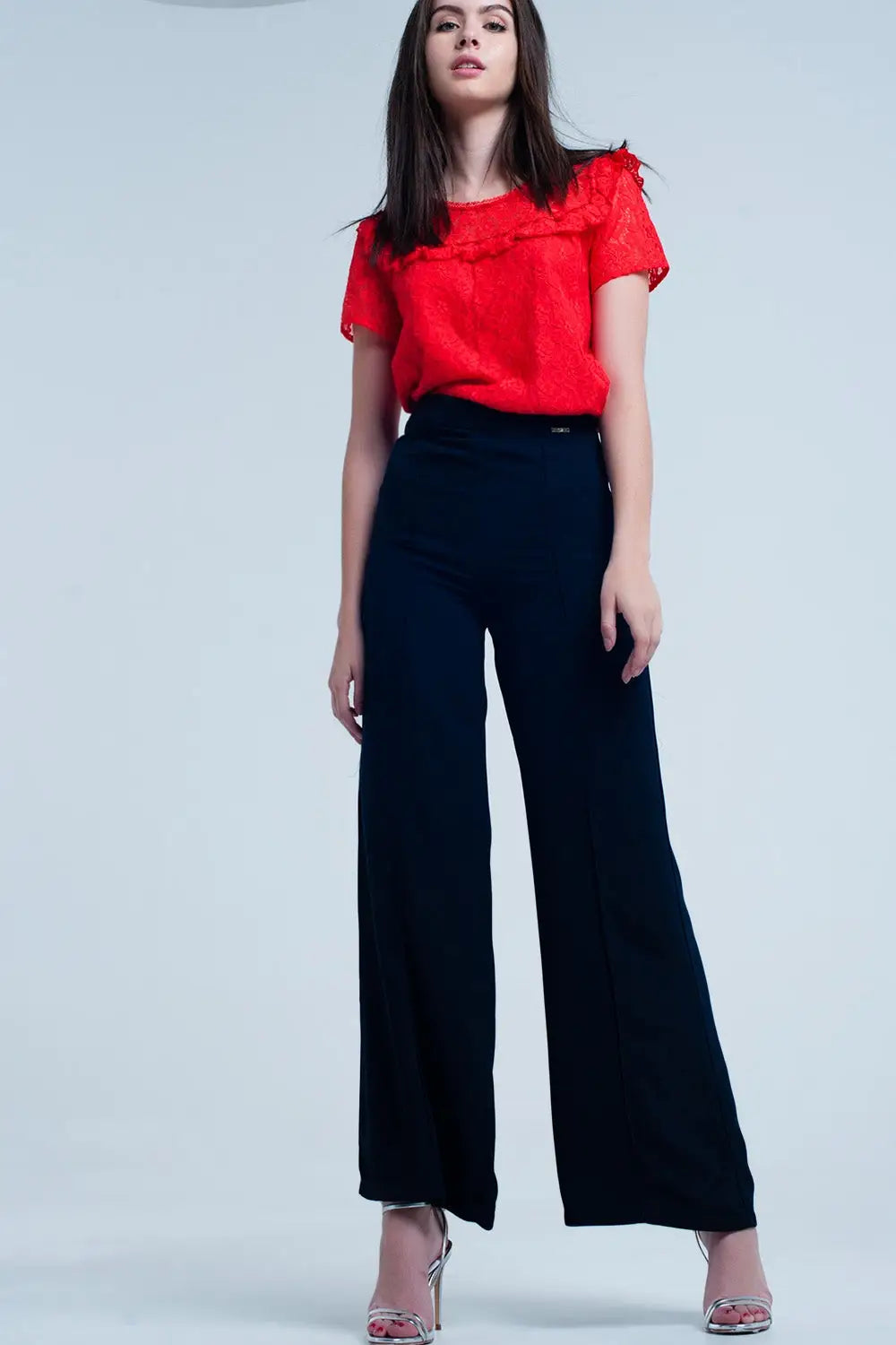 Orange flower lace top - Shirts