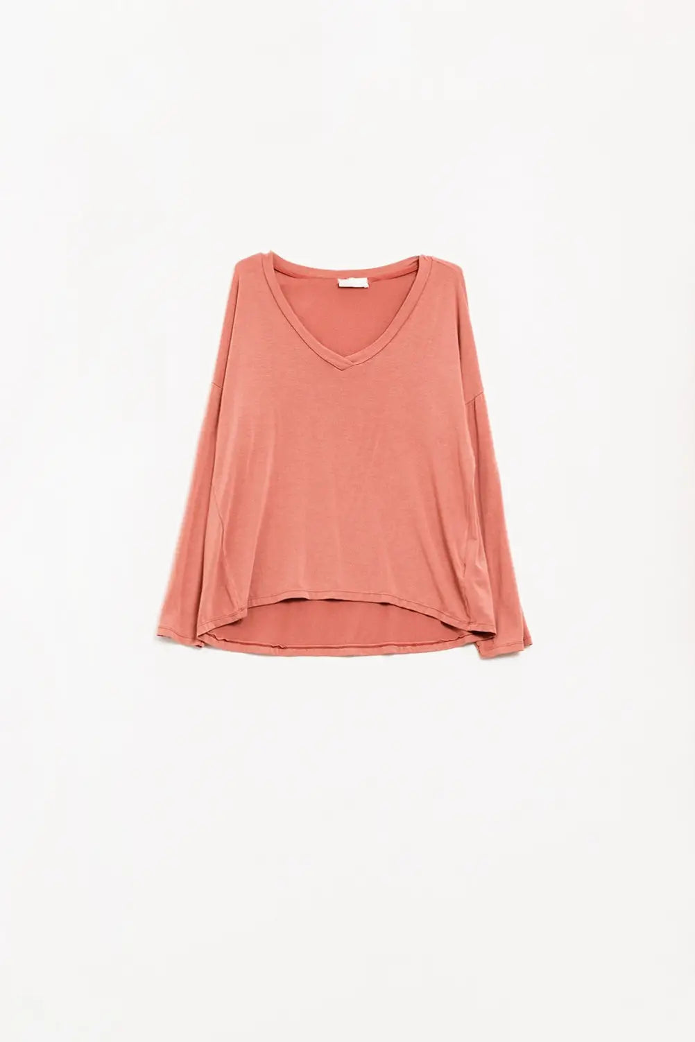 Q2 Orange long sleeve v neck top in modal
