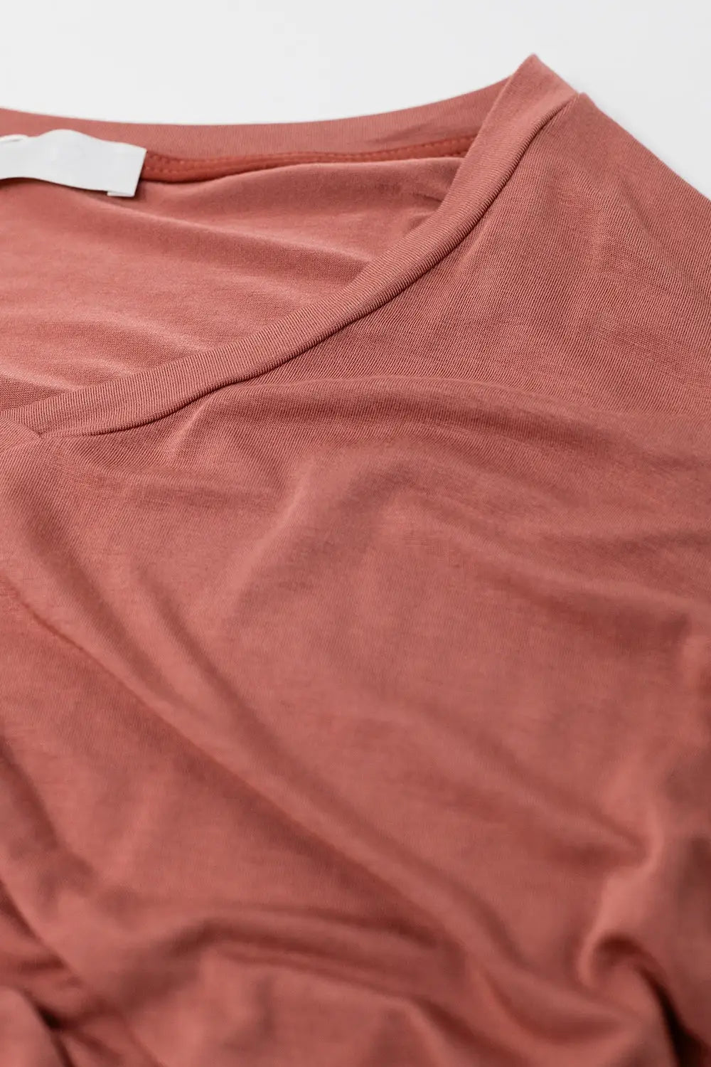 Orange long sleeve v neck top in modal - One Size / Orange - Shirts