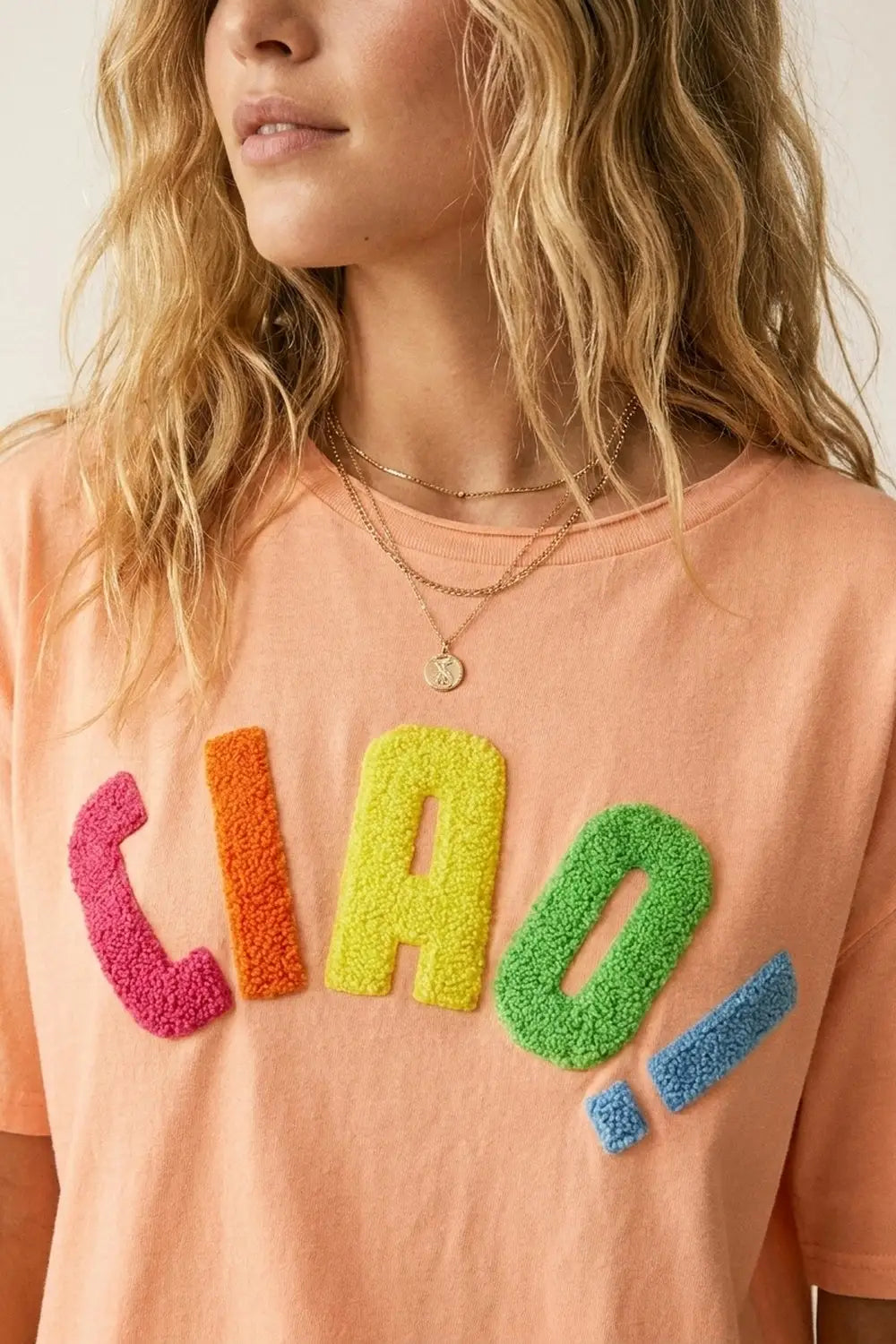 Orange Relaxed Fit Graphic sweat with Colorful Text - One Size / Orange - Tops