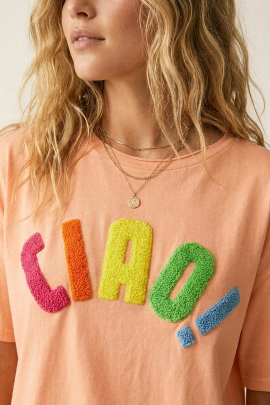 Orange Relaxed Fit Graphic sweat with Colorful Text - One Size / Orange - Tops