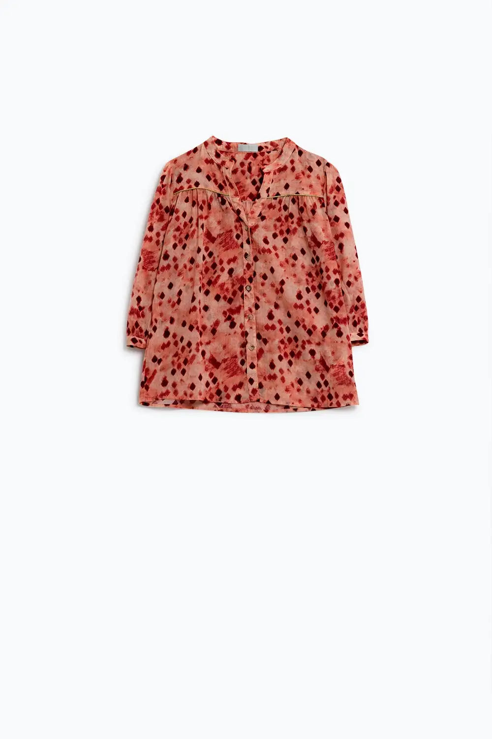 Orange Shirt With Abstract Print And 3/4 Length Sleeves - Shirts