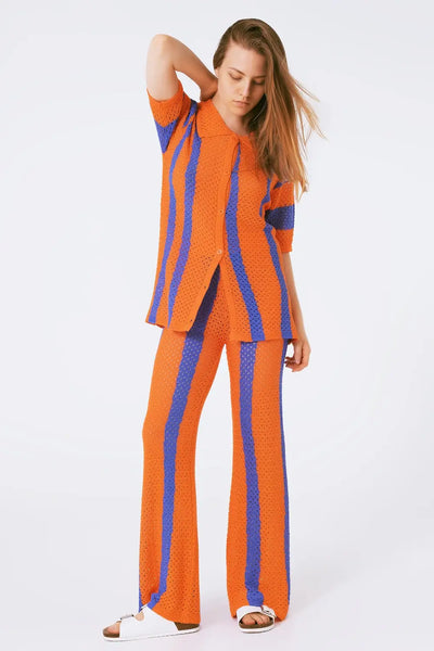 orange striped crochet pants - One Size / Orange - Pants