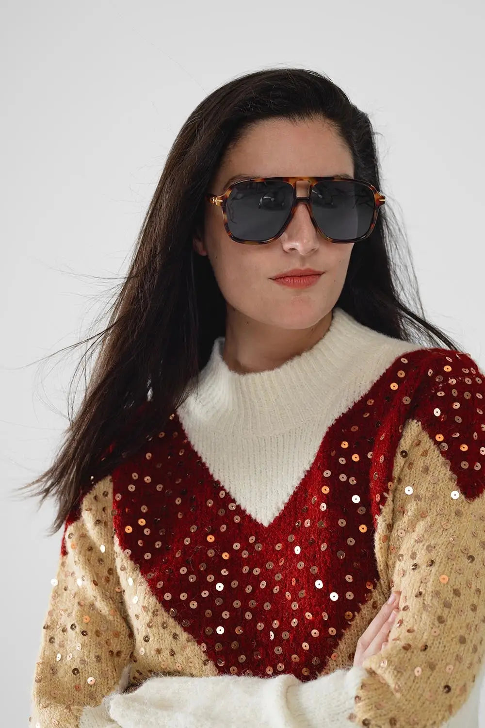 Oval Aviator Suglasses With Smoke Black Lens in Tortoise Shell - One Size / Brown