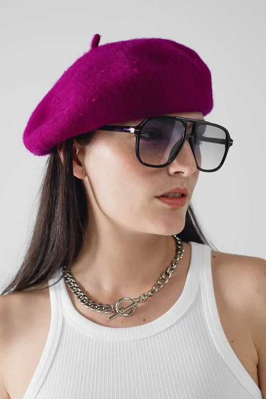 Oval Aviator Suglasses With Smoke blue Lens in Black - One Size / Black