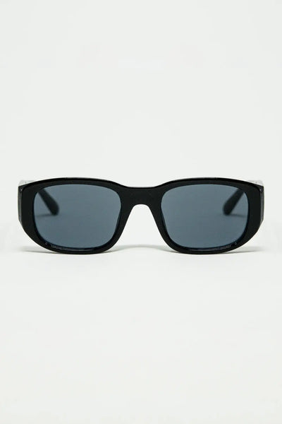 Q2 Oval Sunglasses with High Gloss Transparent Frames in black