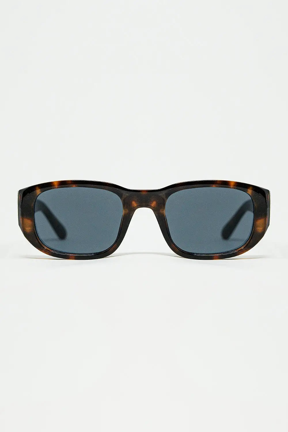Q2 Oval Sunglasses with High Gloss Transparent Frames in brown
