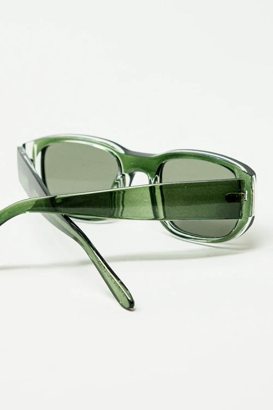 Oval Sunglasses with High Gloss Transparent Frames in green - One Size / Grey