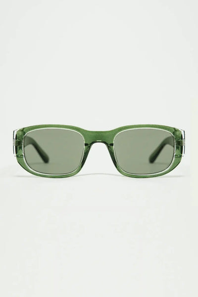 Q2 Oval Sunglasses with High Gloss Transparent Frames in green