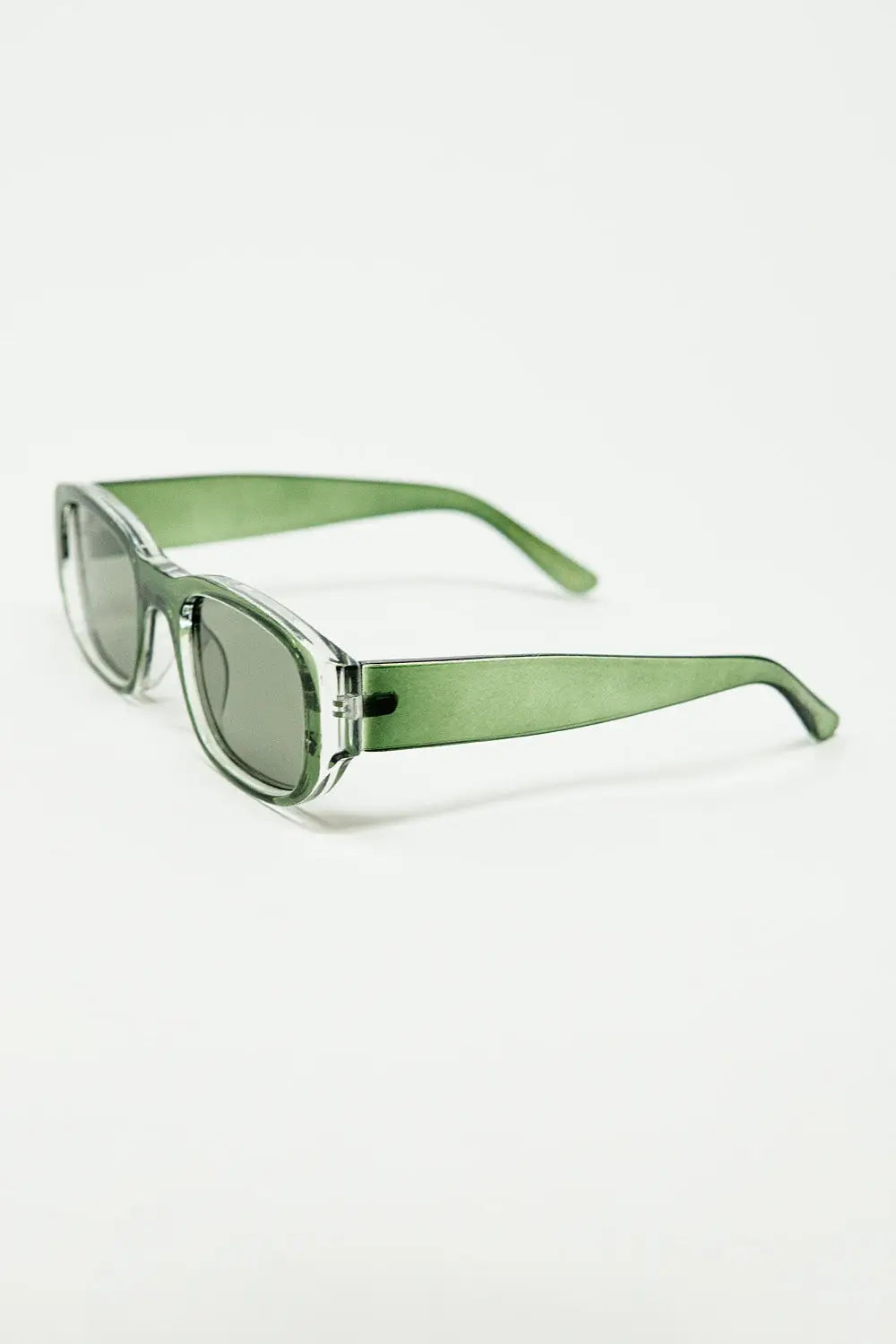 Oval Sunglasses with High Gloss Transparent Frames in green - One Size / Grey