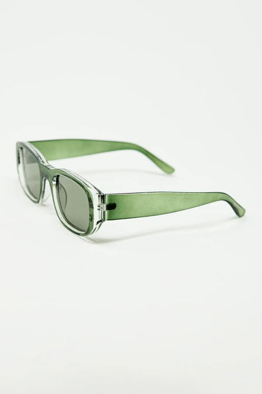 Oval Sunglasses with High Gloss Transparent Frames in green - One Size / Grey