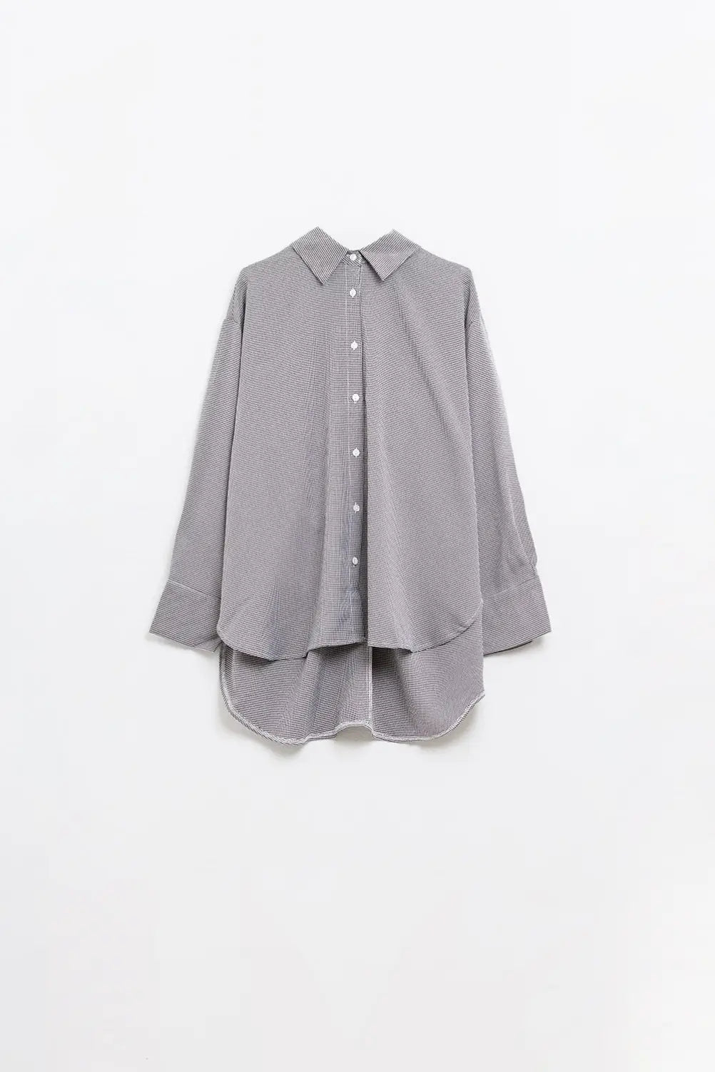 Oversize Gingham Shirt With Bow Detail in Black and White - Shirts