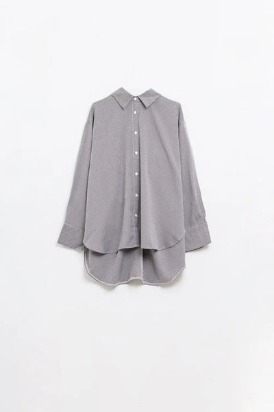 Oversize Gingham Shirt With Bow Detail in Black and White - Shirts